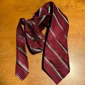 Countess Mara New York Harry Jacobson Logo Burgundy Silver Striped Neck Tie
